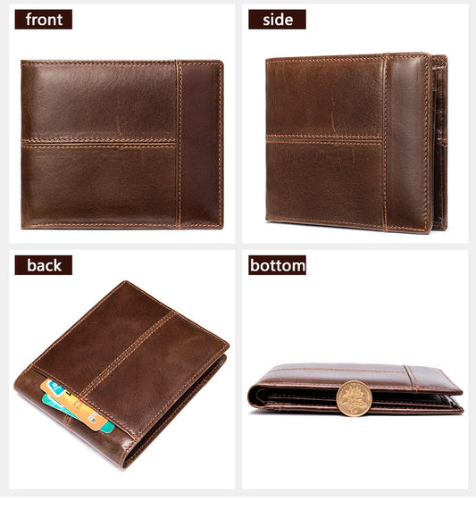 Portefeuille Homme en Cuir Véritable – 12x10 cm – 8 Emplacements Cartes + Poche à Monnaie – Compact et Élégant – WESTAL