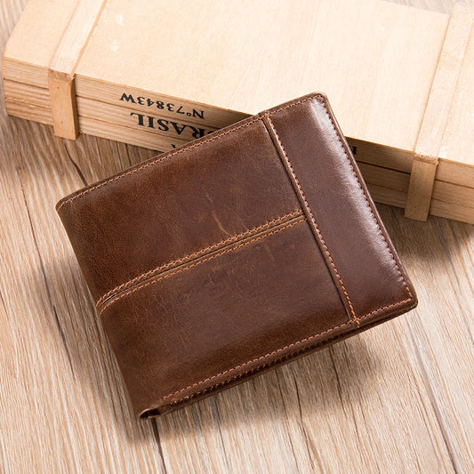 Portefeuille Homme en Cuir Véritable – 12x10 cm – 8 Emplacements Cartes + Poche à Monnaie – Compact et Élégant – WESTAL