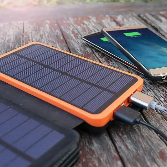Batterie Solaire 20000mAh – Chargeur Nomade 120W avec Panneau Solaire, LED et Câbles Intégrés